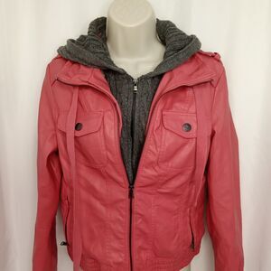 Holly Land Women Medium Coral Zip Up‎ Hooded Jacket
